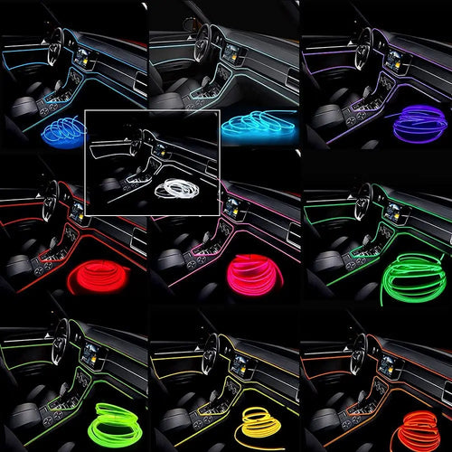 5M Car Interior LED Neon Strip Light – USB Powered