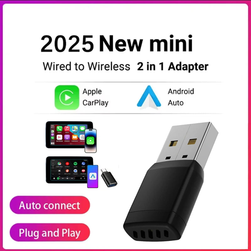 Wireless Adapter Smart Wireless CarPlay Android Auto USB Dongle WiFi Bluetooth Auto Connection OTA Upgrade for Original Cars