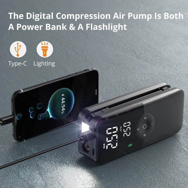 CARSUN Rechargeable Air Pump Tire Inflator Portable Compressor Digital Cordless Car Tyre Inflator For Motocycle Bicycle Balls