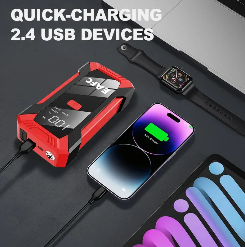 Car Jump Starter 2000A Battery Charger Emergency Power Bank Booster for 12V Gasoline and Diesel Vehicles Starting