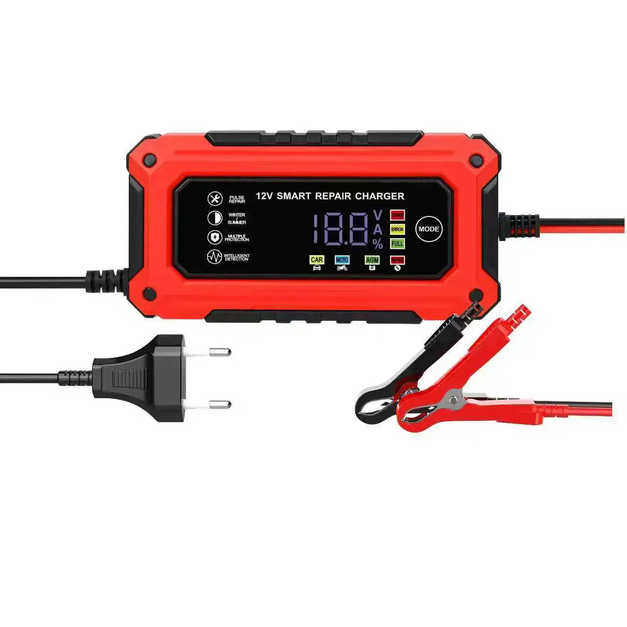 Smart Automatic 12V Car Battery Charger with LCD Display