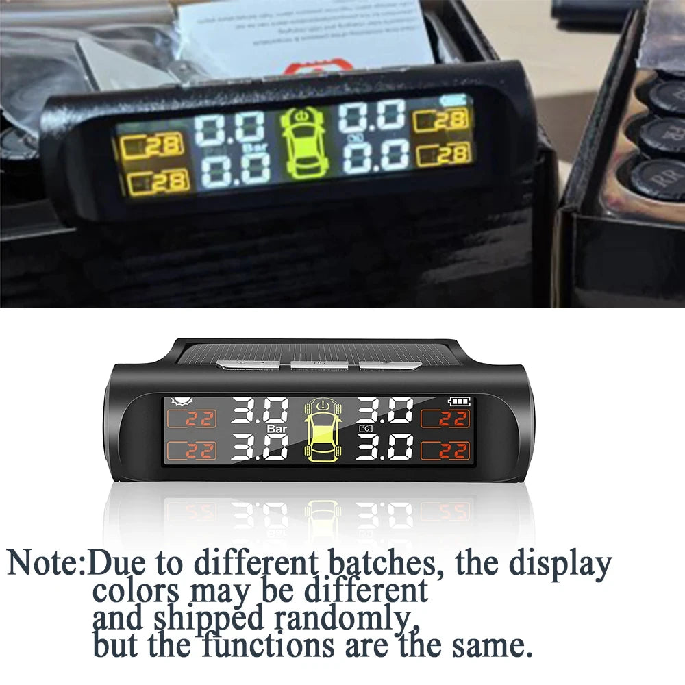 Solar TPMS Tire Pressure Monitoring System with 4 Wireless Sensors