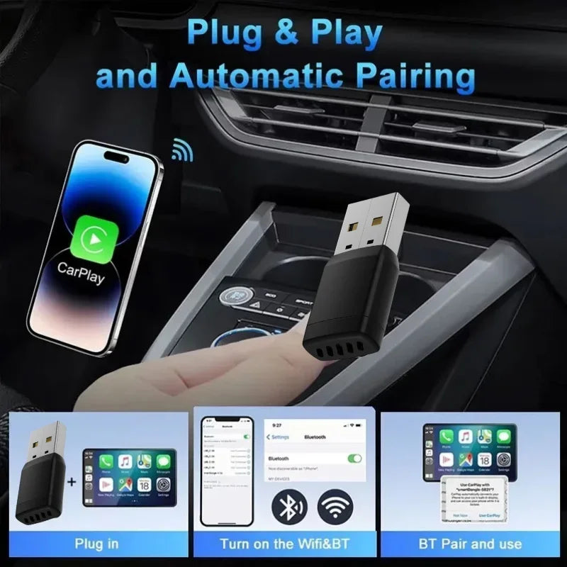 Wireless Adapter Smart Wireless CarPlay Android Auto USB Dongle WiFi Bluetooth Auto Connection OTA Upgrade for Original Cars