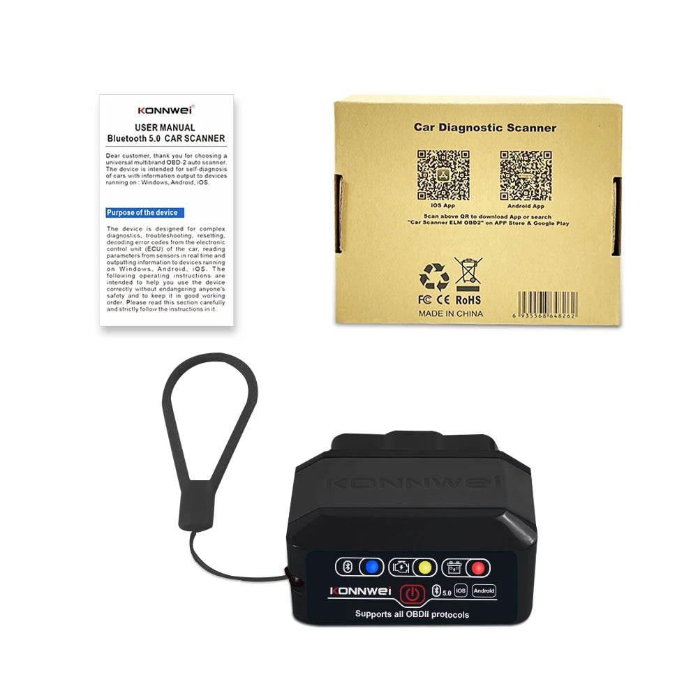 2026 KONNWEI KW905 Professional Car ELM327 OBD2 Scanner Bluetooth 5.0 for Android/IOS Code Reader Car Scanner Diagnostic Tool