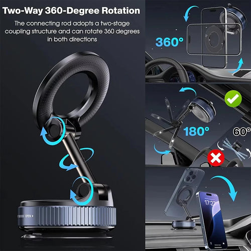 360° Foldable Magnetic Car Phone Holder for MagSafe & All Smartphones