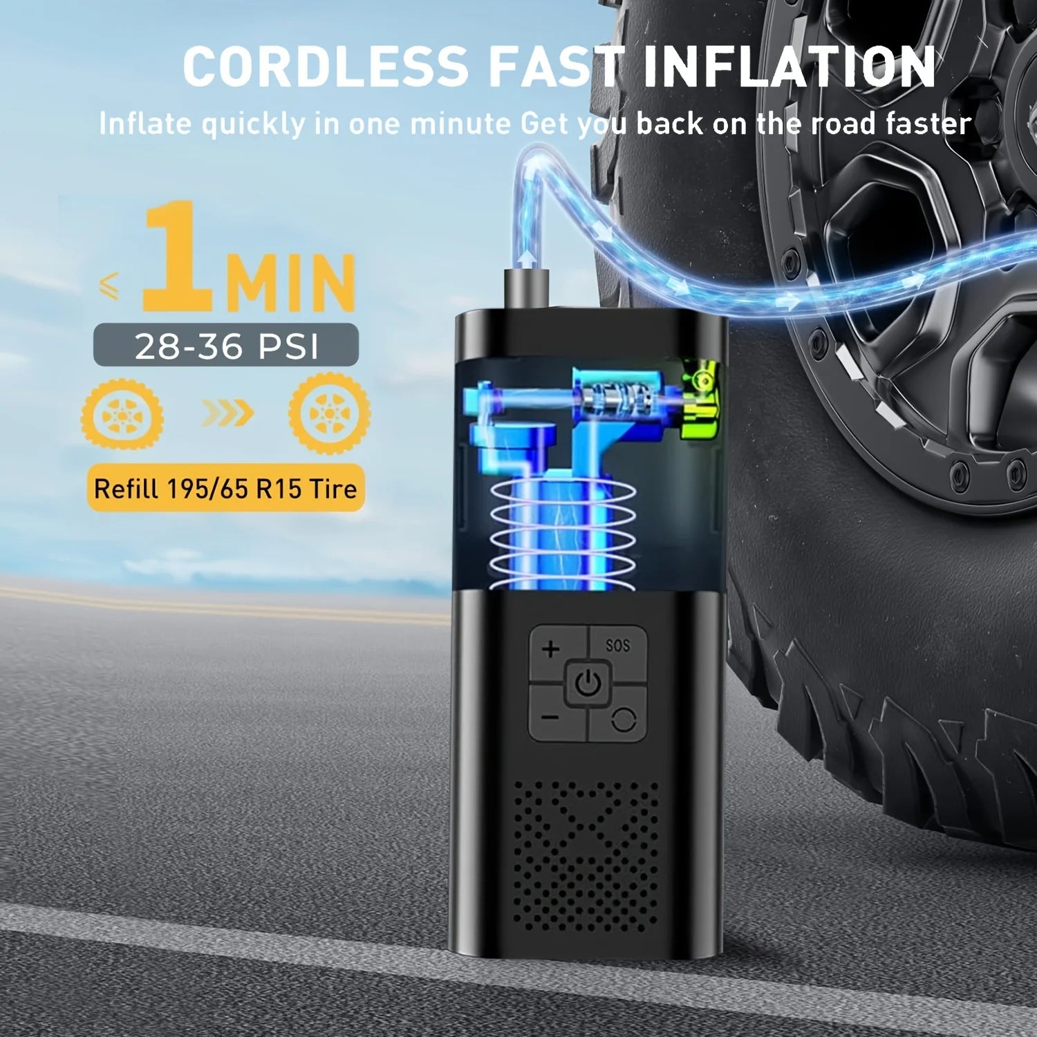 Portable Wireless Tire Inflator 150 PSI – Digital Air Compressor
