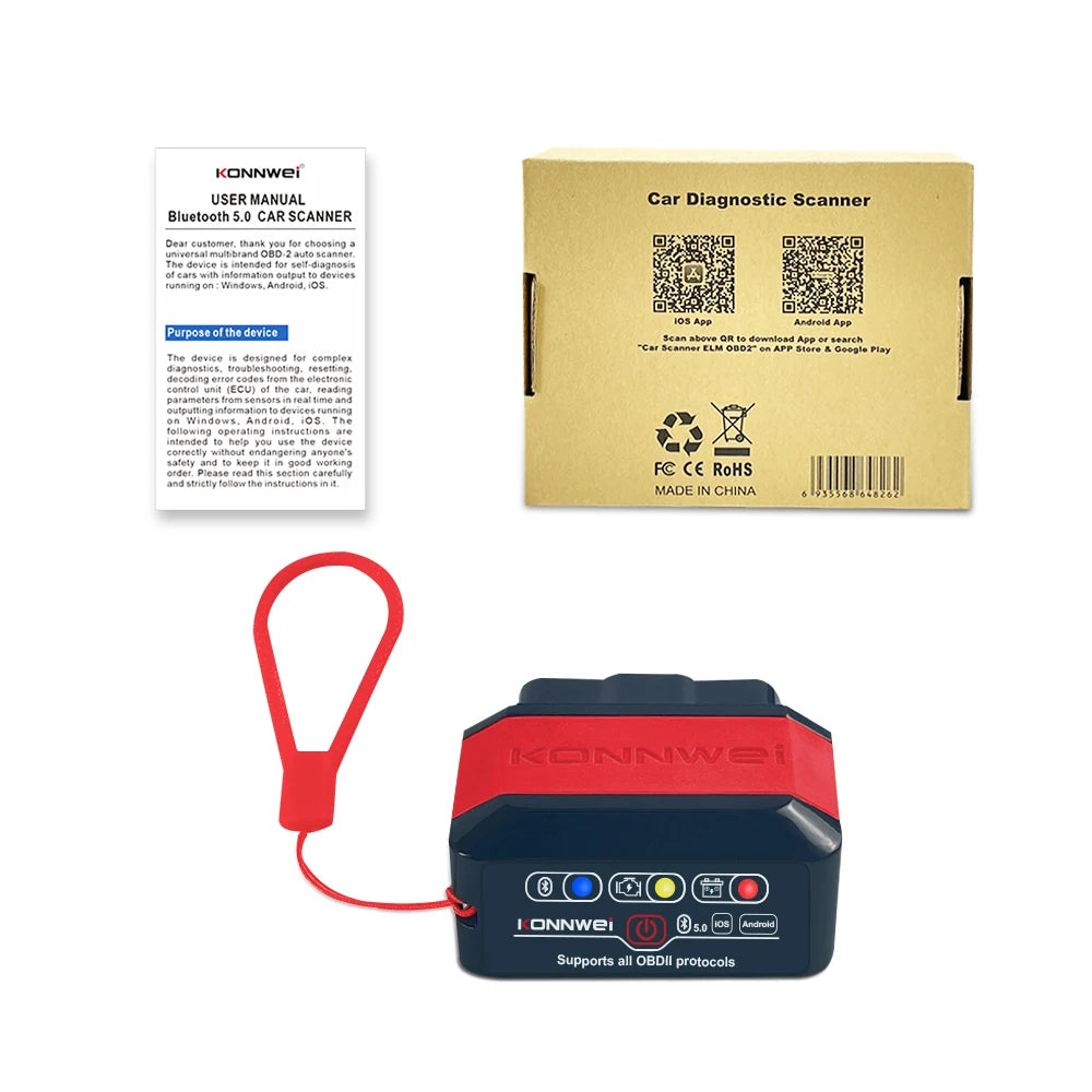 2026 KONNWEI KW905 Professional Car ELM327 OBD2 Scanner Bluetooth 5.0 for Android/IOS Code Reader Car Scanner Diagnostic Tool