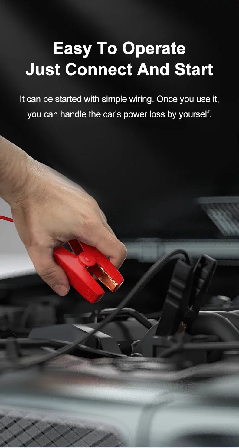 Car Jump Starter 2000A Battery Charger Emergency Power Bank Booster for 12V Gasoline and Diesel Vehicles Starting